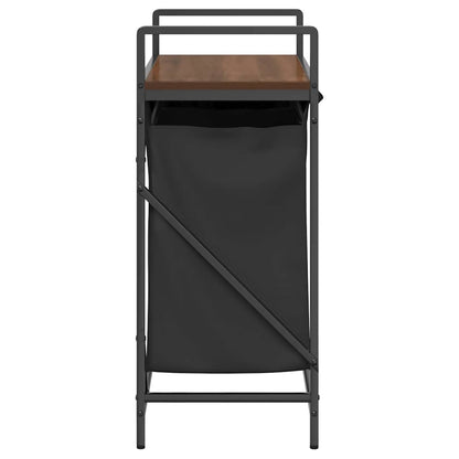 Laundry Basket 2 Compartments with Shelf Brown Oak