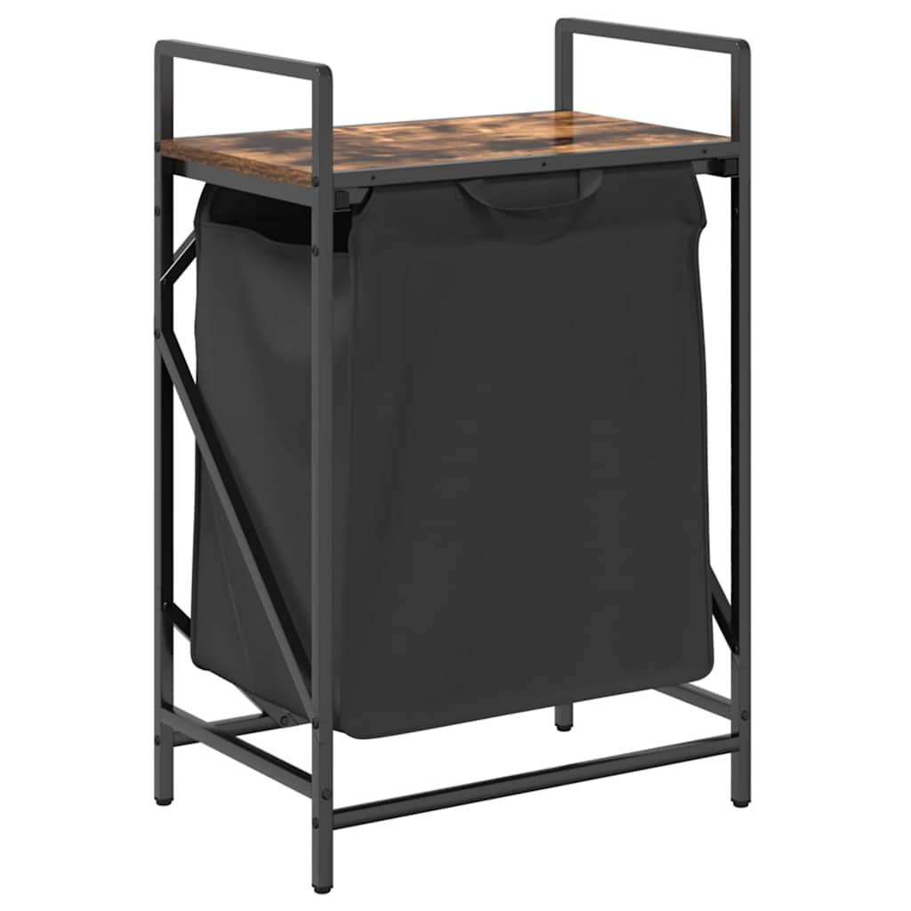 Laundry Basket 1 Compartment with Shelf Smoked Oak