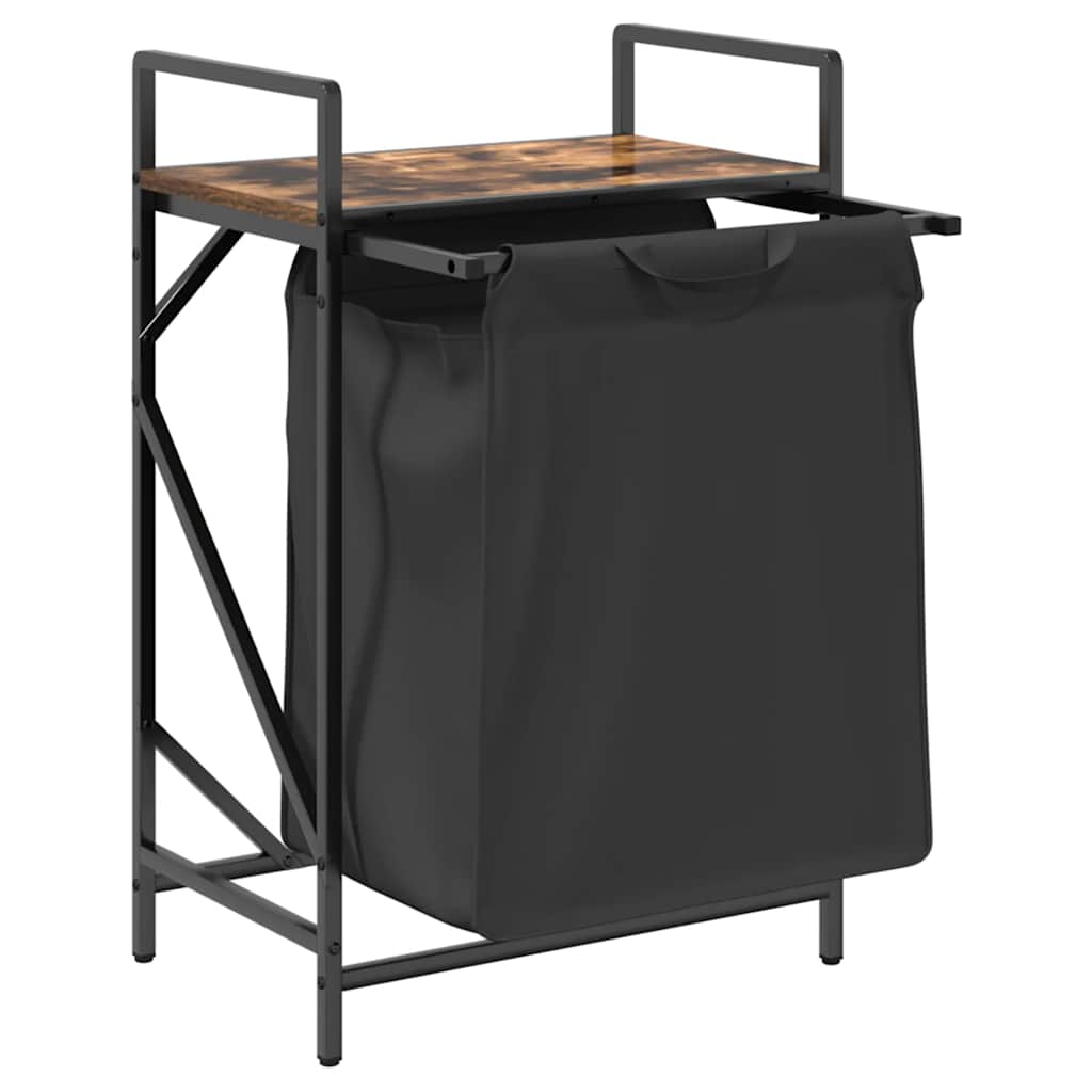 Laundry Basket 1 Compartment with Shelf Smoked Oak