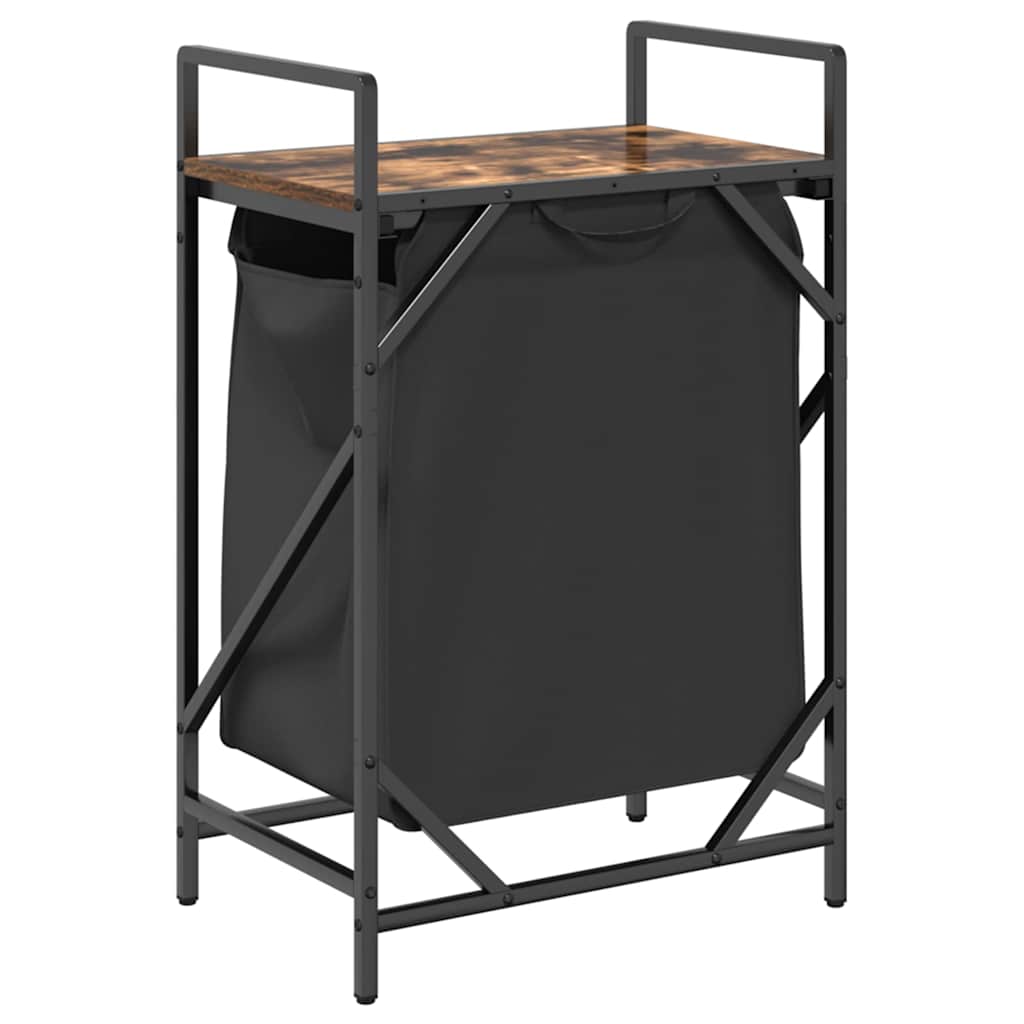 Laundry Basket 1 Compartment with Shelf Smoked Oak