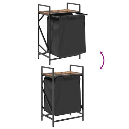 Laundry Basket 1 Compartment with Shelf Smoked Oak