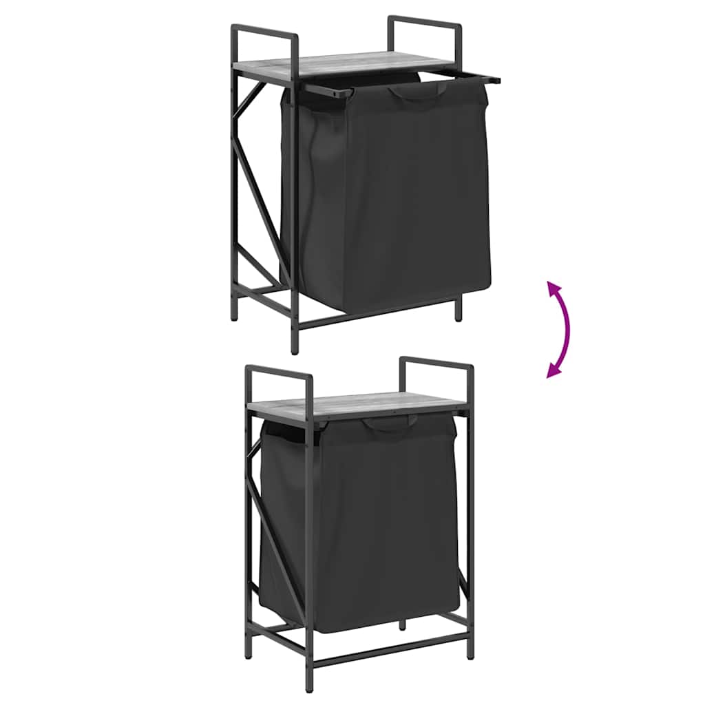 Laundry Basket 1 Compartment with Shelf Grey Sonoma