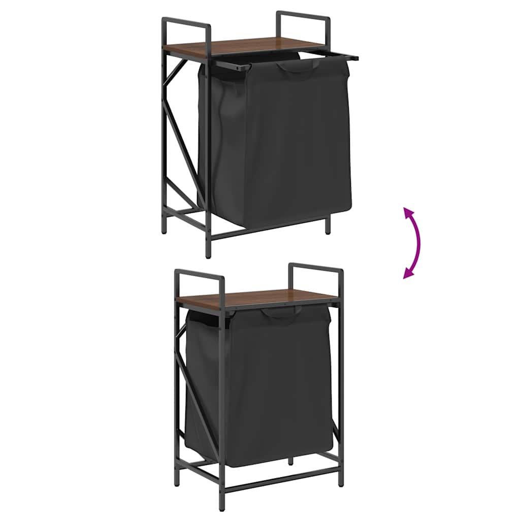 Laundry Basket 1 Compartment with Shelf Brown Oak