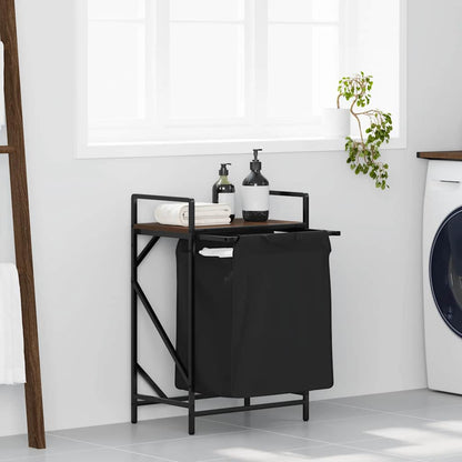 Laundry Basket 1 Compartment with Shelf Brown Oak