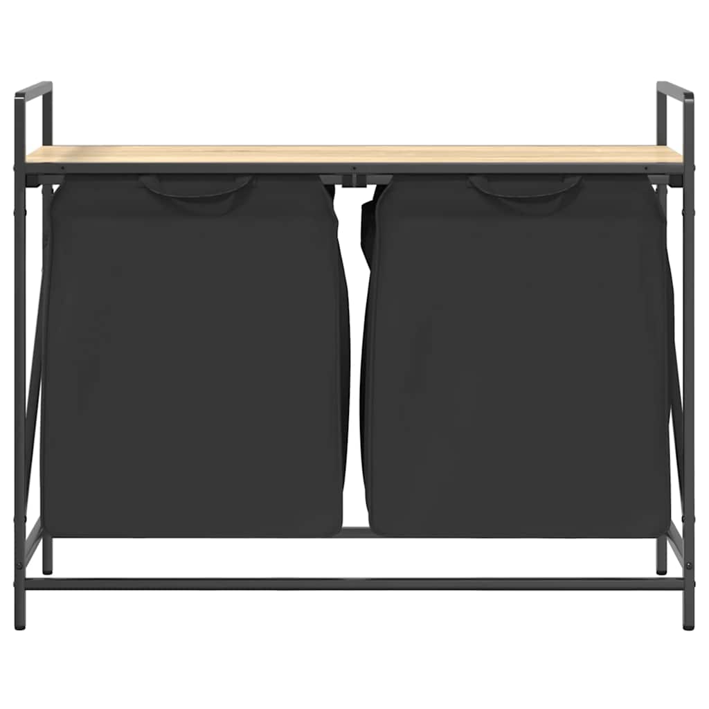 Laundry Basket 2 Compartments with Shelf Sonoma Oak