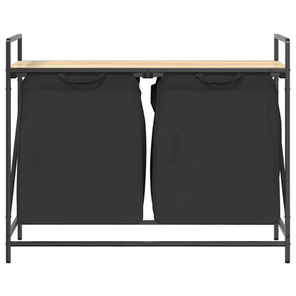 Laundry Basket 2 Compartments with Shelf Sonoma Oak