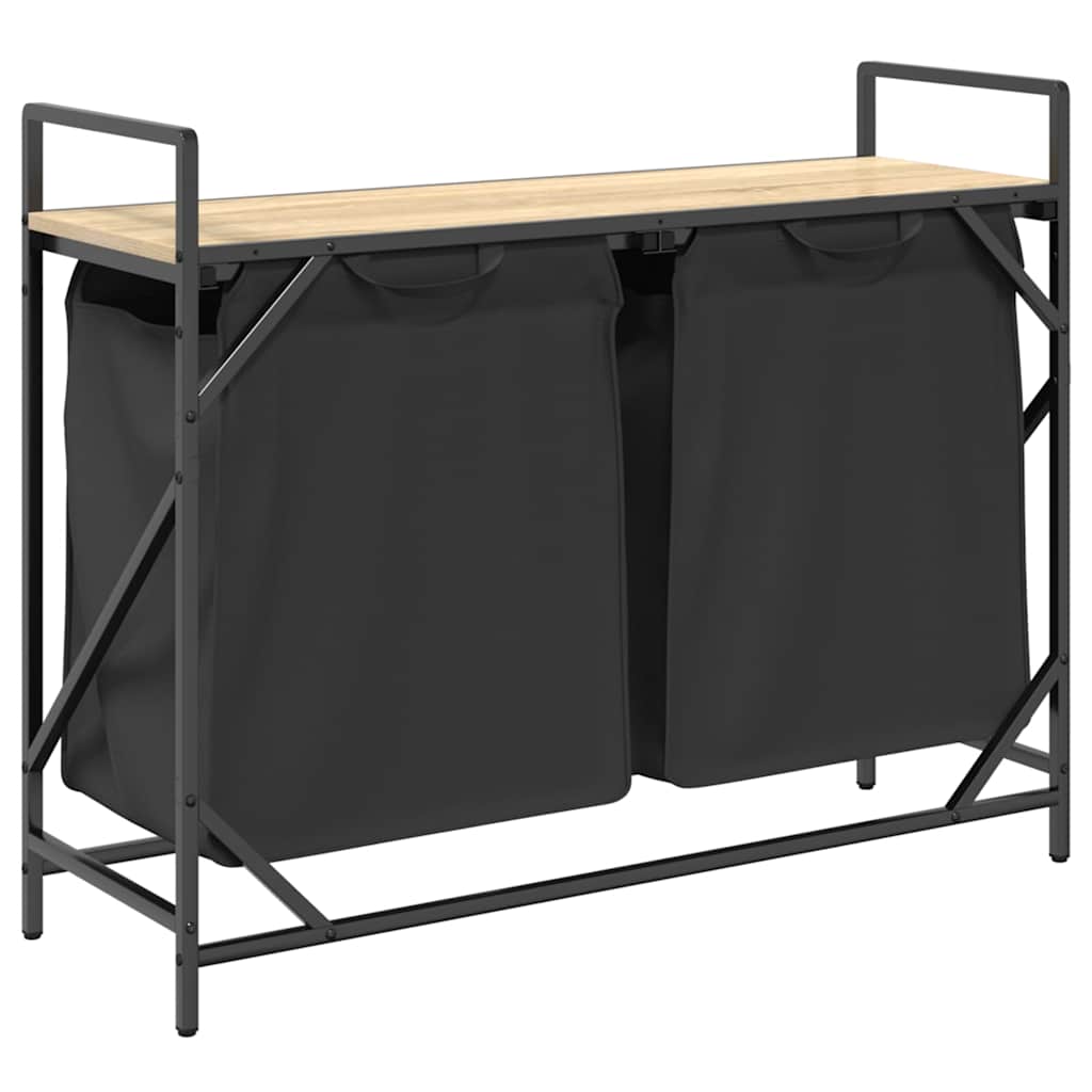 Laundry Basket 2 Compartments with Shelf Sonoma Oak