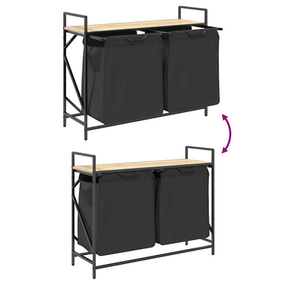 Laundry Basket 2 Compartments with Shelf Sonoma Oak