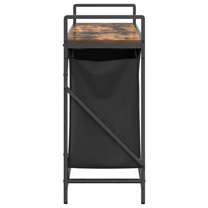 Laundry Basket 2 Compartments with Shelf Smoked Oak