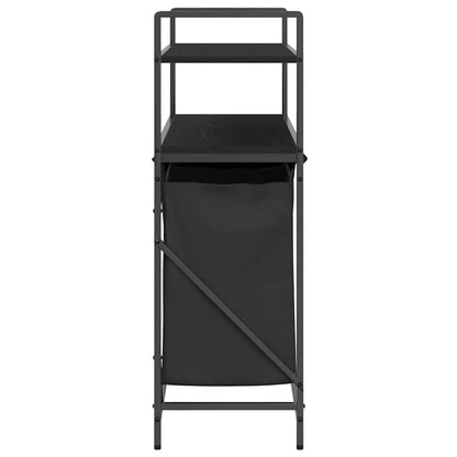 Laundry Basket 3 Compartments with Shelves Black Oak