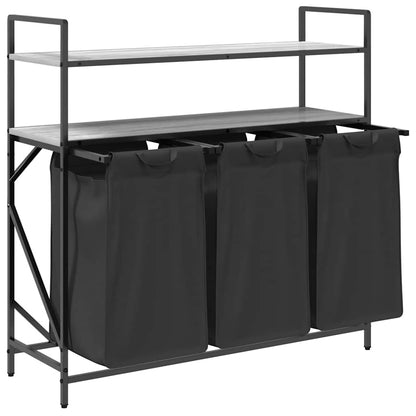 Laundry Basket 3 Compartments with Shelves Grey Sonoma