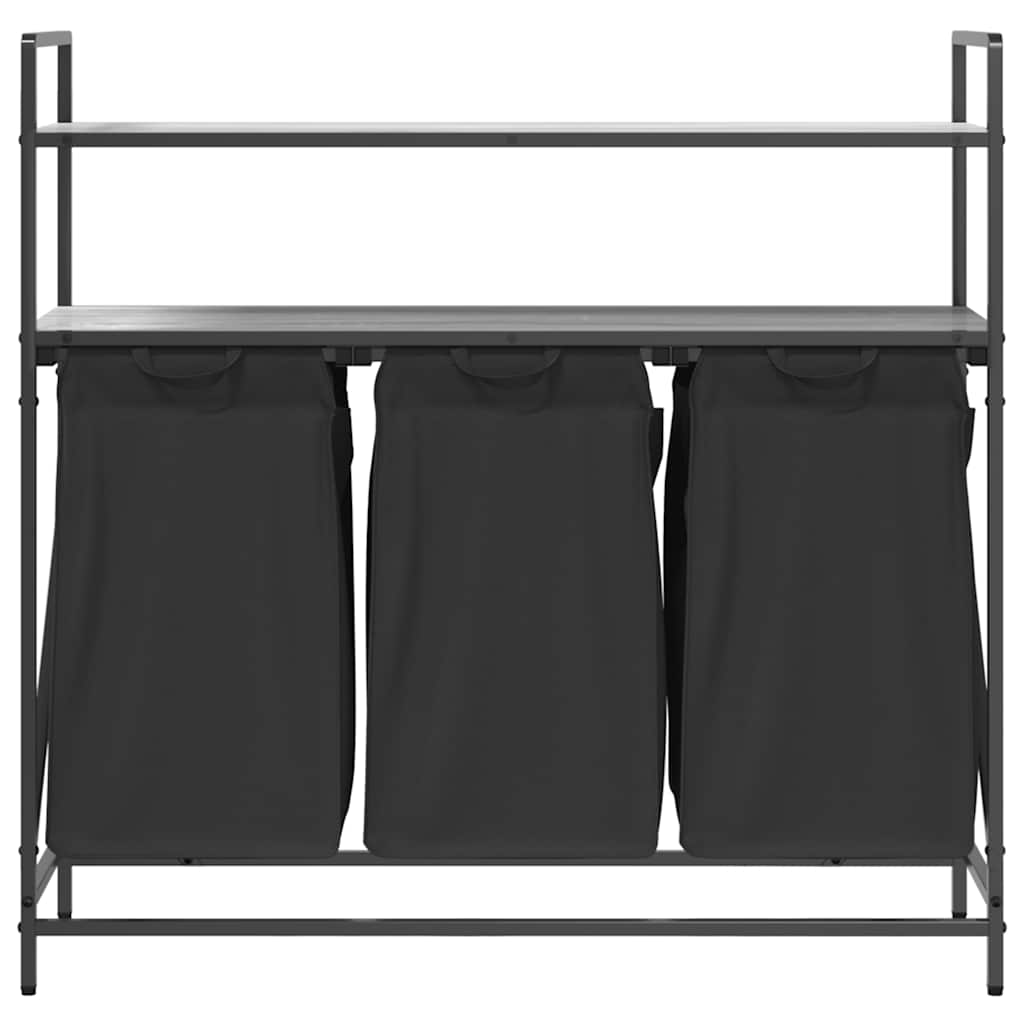 Laundry Basket 3 Compartments with Shelves Grey Sonoma