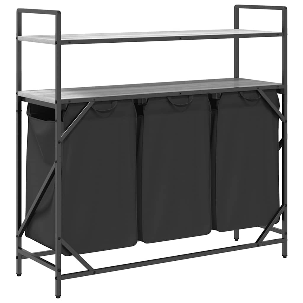 Laundry Basket 3 Compartments with Shelves Grey Sonoma