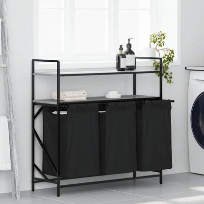 Laundry Basket 3 Compartments with Shelves Grey Sonoma