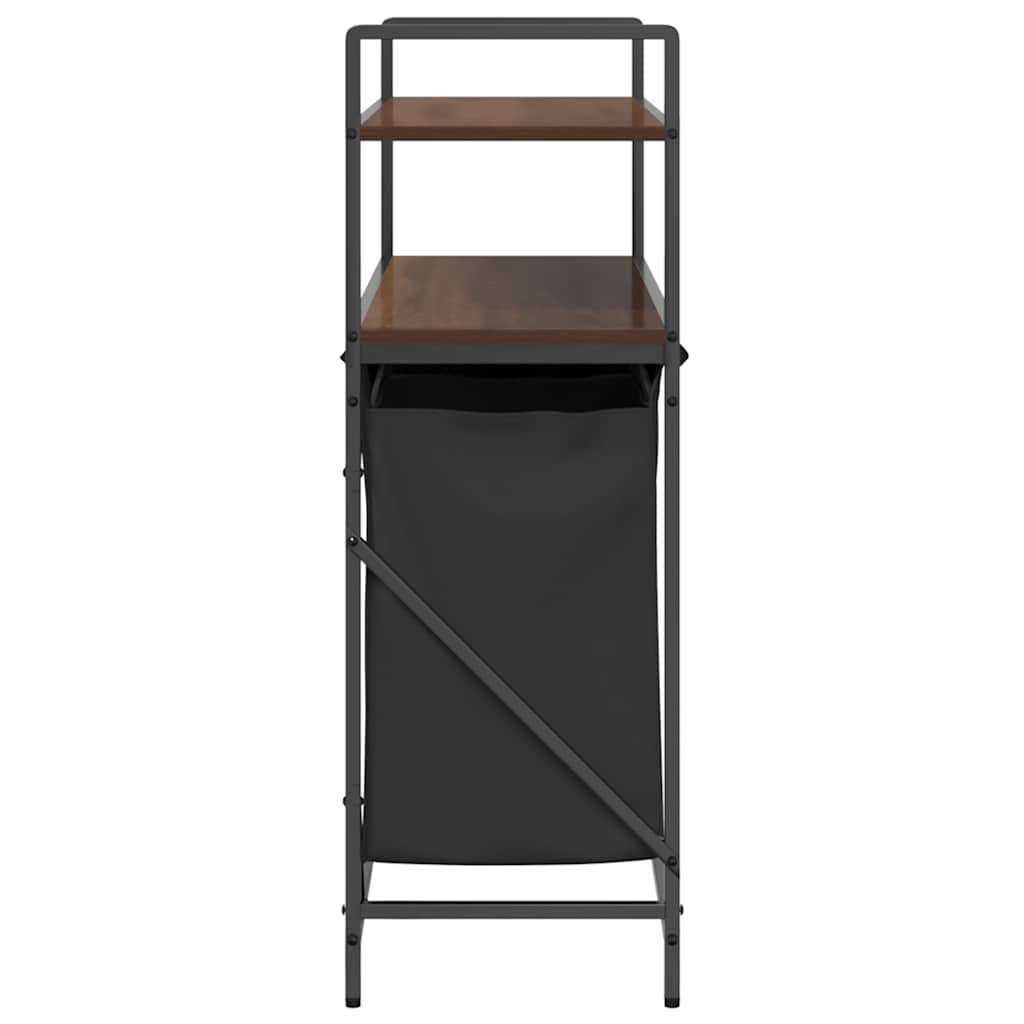 Laundry Basket 3 Compartments with Shelves Brown Oak