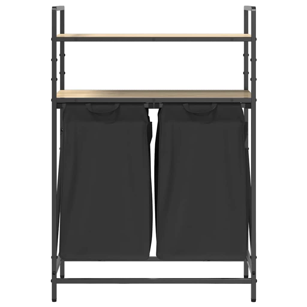 Laundry Basket 2 Compartments with Shelves Sonoma Oak