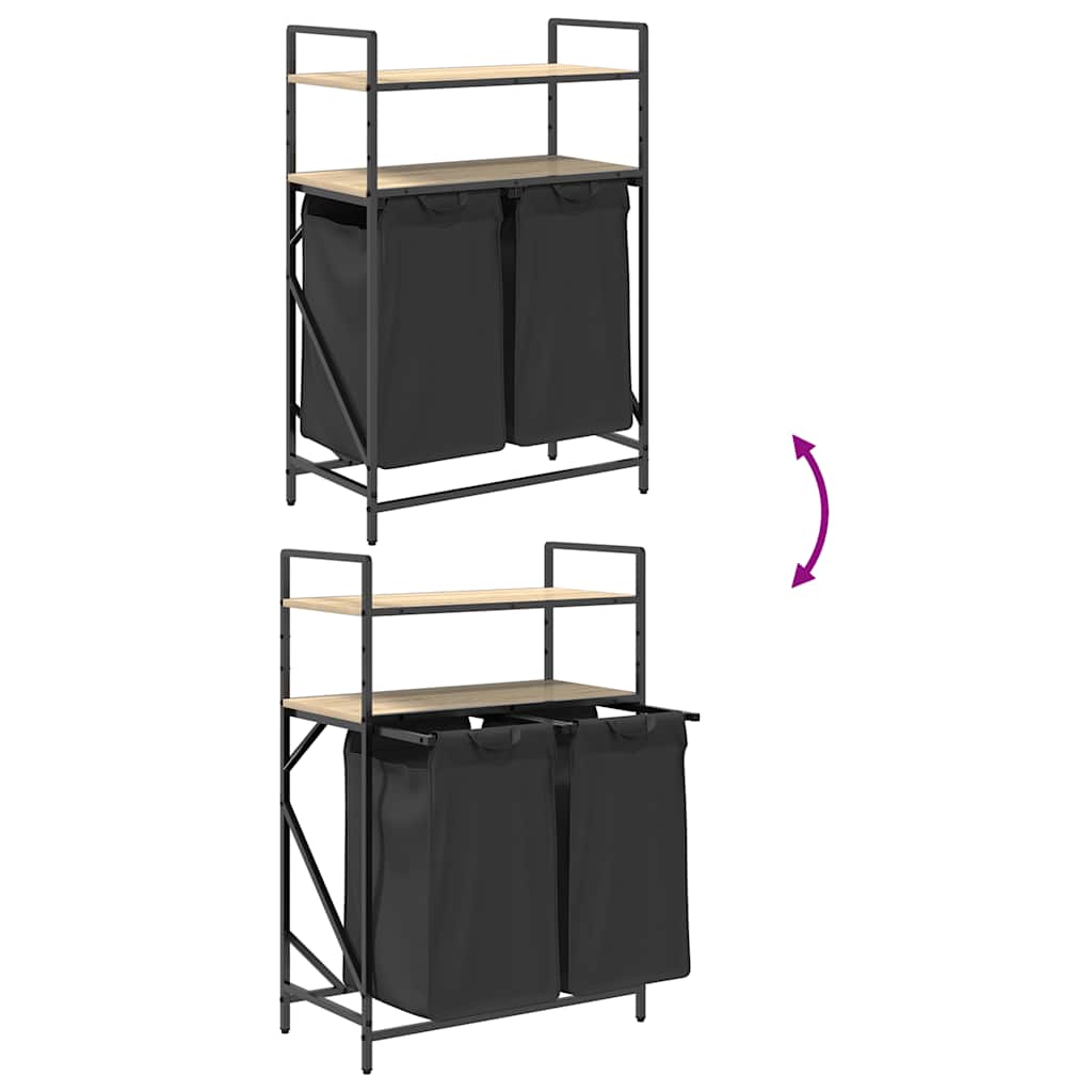 Laundry Basket 2 Compartments with Shelves Sonoma Oak