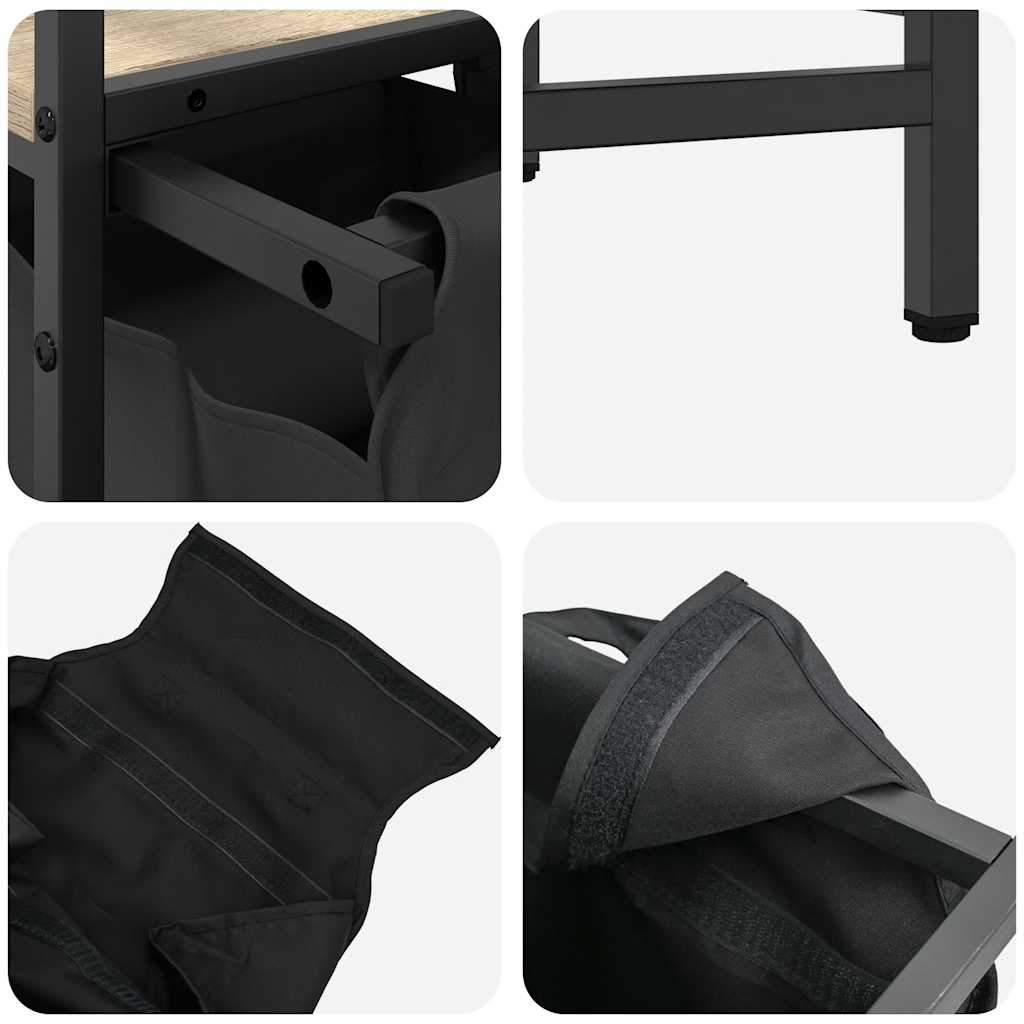 Laundry Basket 2 Compartments with Shelves Sonoma Oak