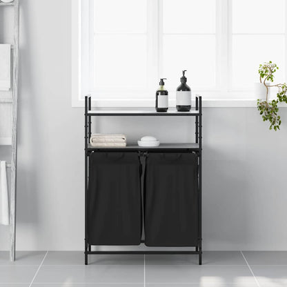 Laundry Basket 2 Compartments with Shelves Grey Sonoma