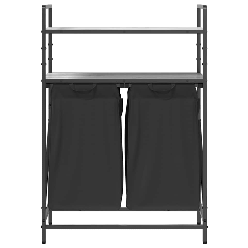 Laundry Basket 2 Compartments with Shelves Grey Sonoma