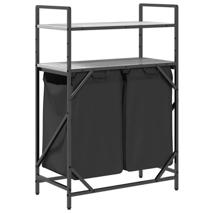 Laundry Basket 2 Compartments with Shelves Grey Sonoma