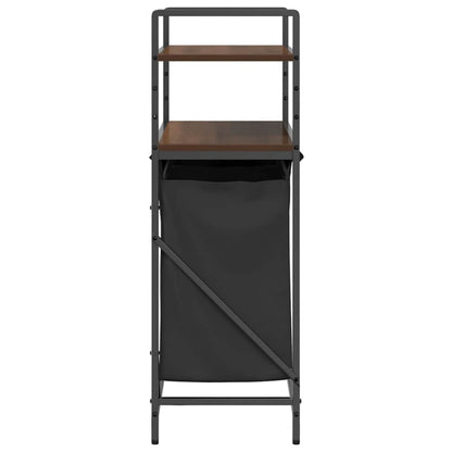 Laundry Basket 2 Compartments with Shelves Brown Oak