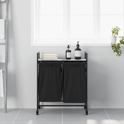 Laundry Basket 2 Compartments with Wheels Grey Sonoma