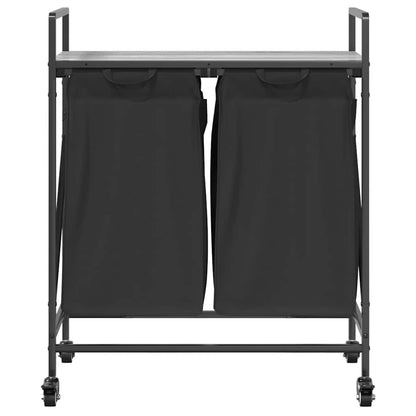 Laundry Basket 2 Compartments with Wheels Grey Sonoma