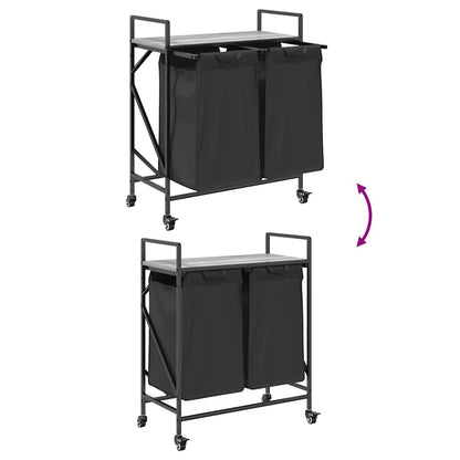 Laundry Basket 2 Compartments with Wheels Grey Sonoma