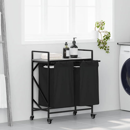 Laundry Basket 2 Compartments with Wheels Grey Sonoma