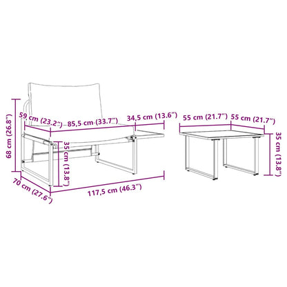 Garden Sofa Set 2 pcs Light grey Steel