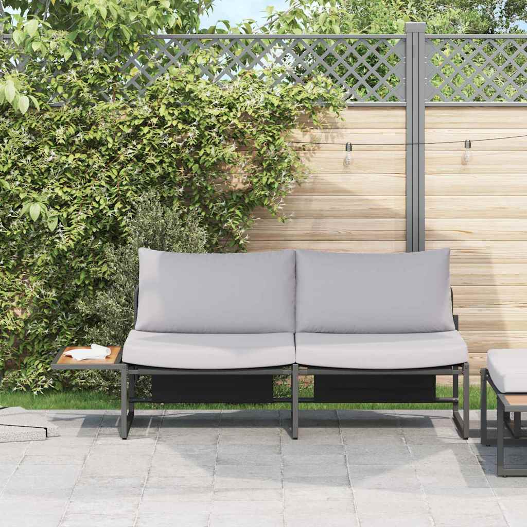Garden Sofa with Cushion Brown 200.5 x 70 x 85.5cm Metal