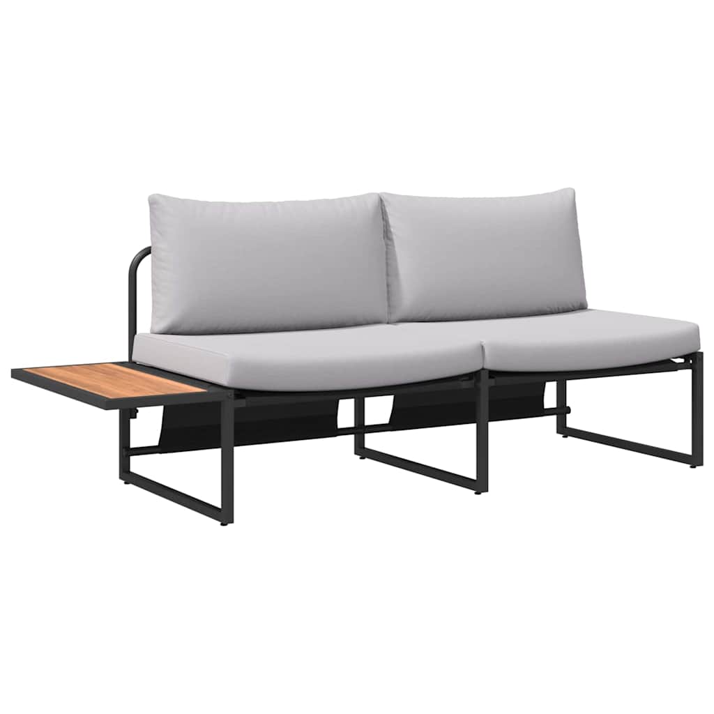 Garden Sofa with Cushion Brown 200.5 x 70 x 85.5cm Metal