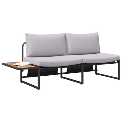 Garden Sofa with Cushion Brown 200.5 x 70 x 85.5cm Metal