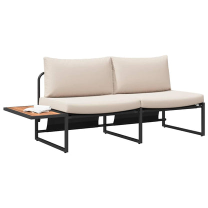 Garden Sofa with Cushion Brown 200.5 x 70 x 85.5cm Metal