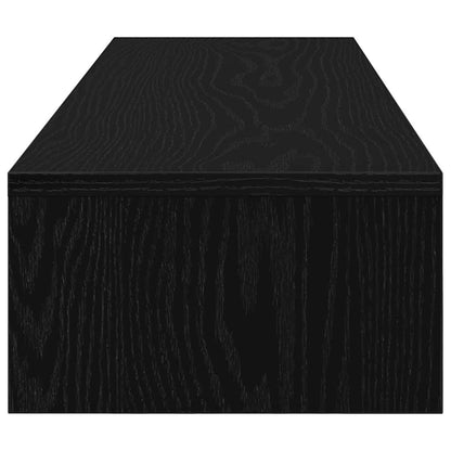 Monitor Stand with Drawers Black Oak 100x27x15cm Engineered Wood