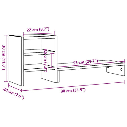 Monitor Stand with Desk Organiser Black Oak Engineered Wood