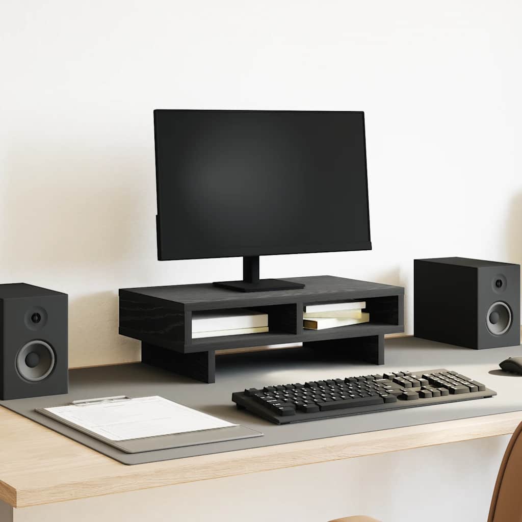 Monitor Stand Black Oak 50x27x15 cm Engineered Wood