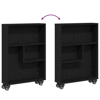 Narrow Storage Trolley Black oak 48 x 13 x 68 cm