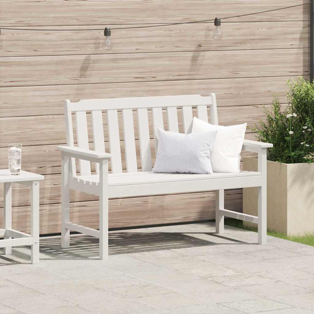 Garden Bench with Cushion White 120 x 59 x 88cm HDPE