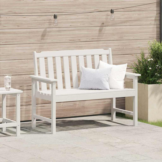 Garden Bench with Cushion White 120 x 59 x 88cm HDPE
