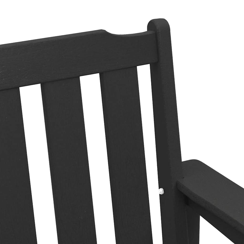Garden Bench with Cushion Black 120 x 59 x 88cm HDPE