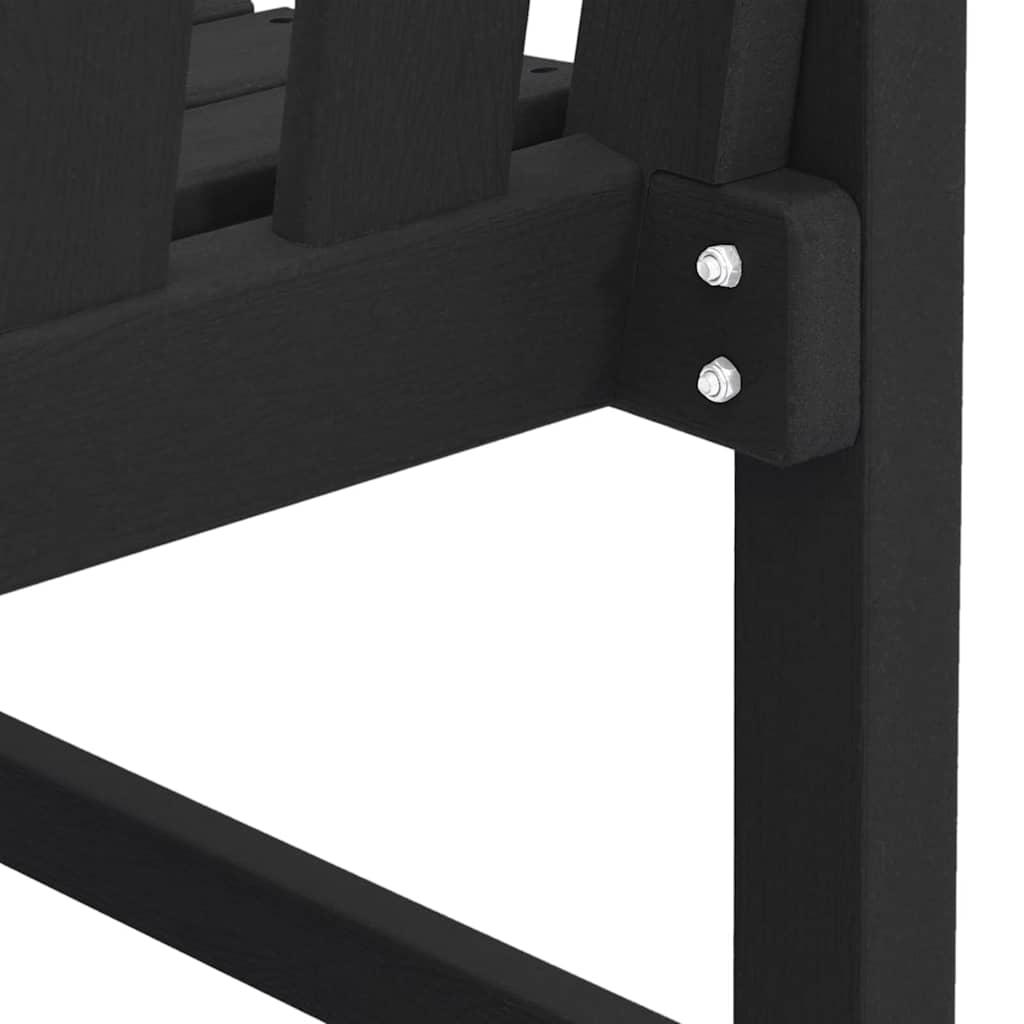 Garden Bench with Cushion Black 120 x 59 x 88cm HDPE