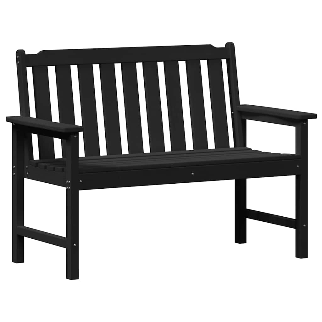 Garden Bench with Cushion Black 120 x 59 x 88cm HDPE