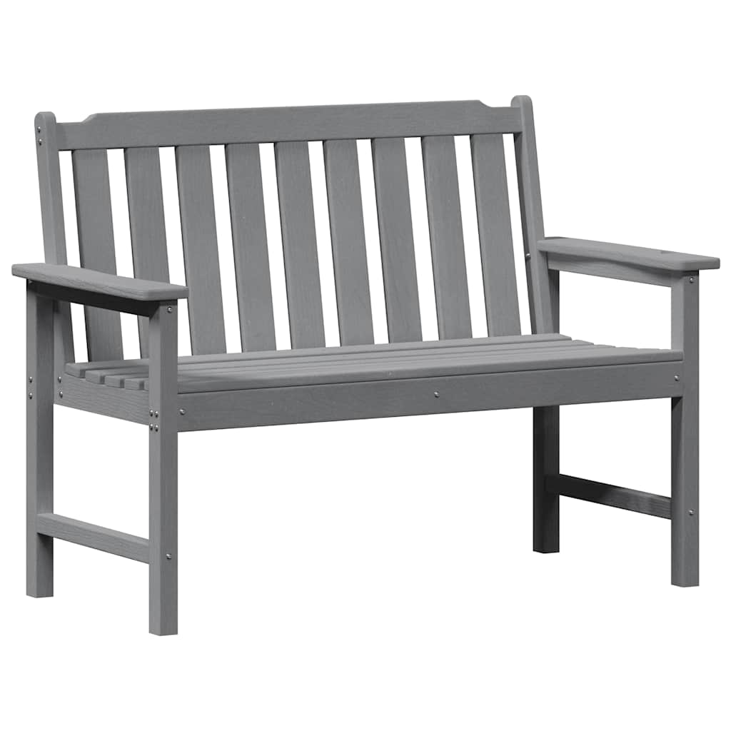 Garden Bench with Cushion Light Grey 120 x 59 x 88cm HDPE