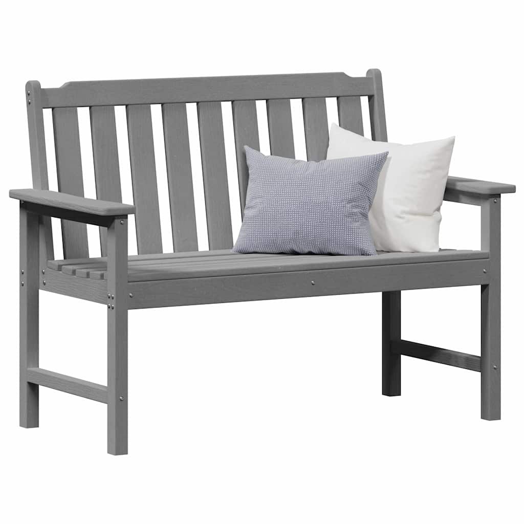 Garden Bench with Cushion Light Grey 120 x 59 x 88cm HDPE