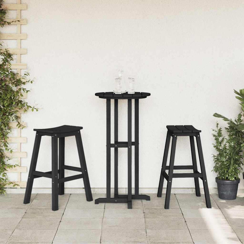 Bar Stool 2 pcs Black 52 x 43 x 73.5cm HDPE