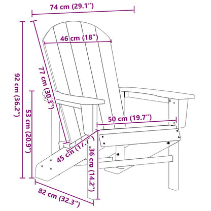Adirondack Chair Light Grey 74 x 82 x 92cm HDPE