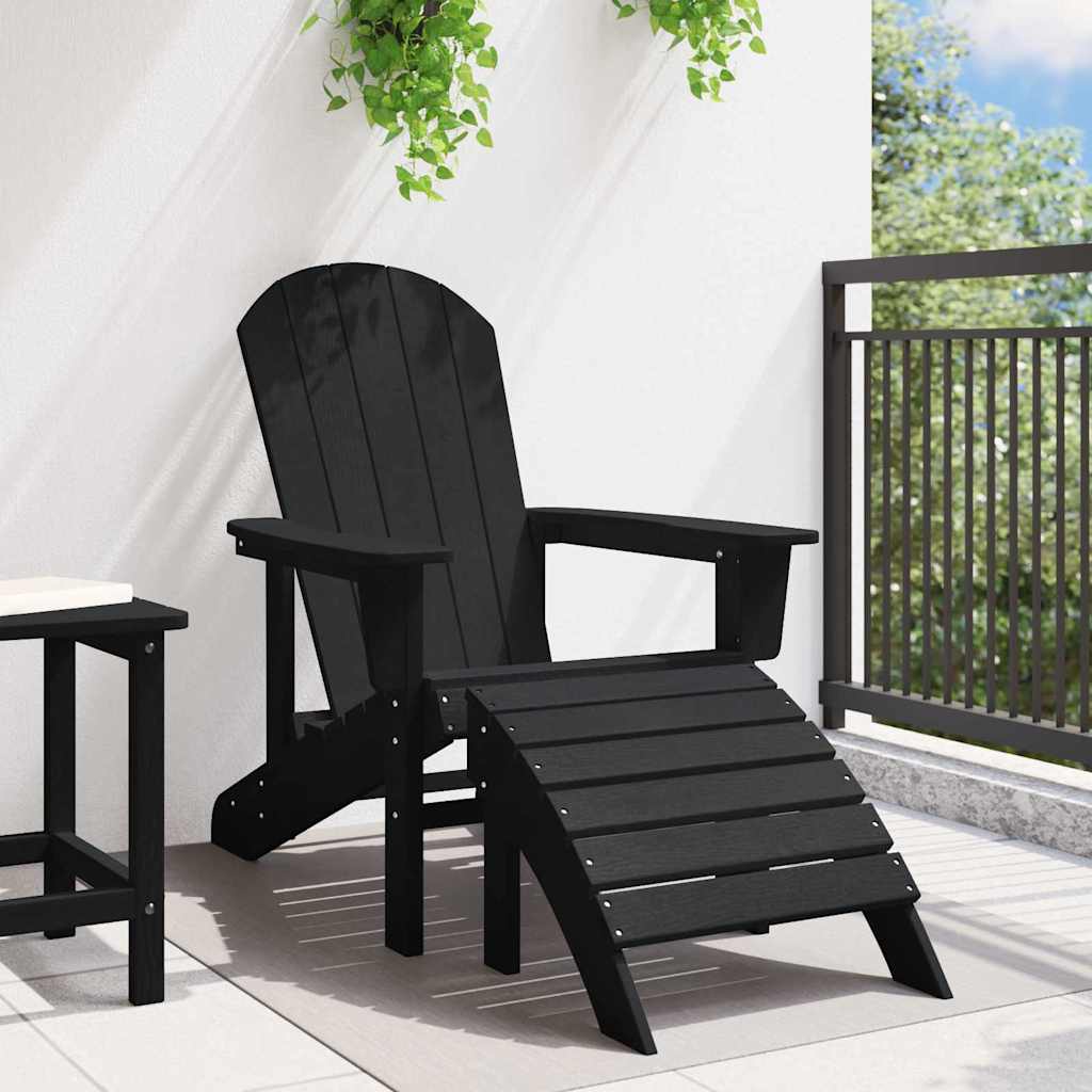 Adirondack Chair with Cushion Black 74 x 82 x 92cm HDPE
