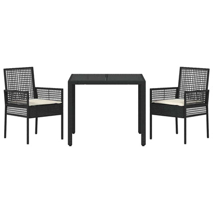 Garden Dining Set 3 pcs Black Poly rattan